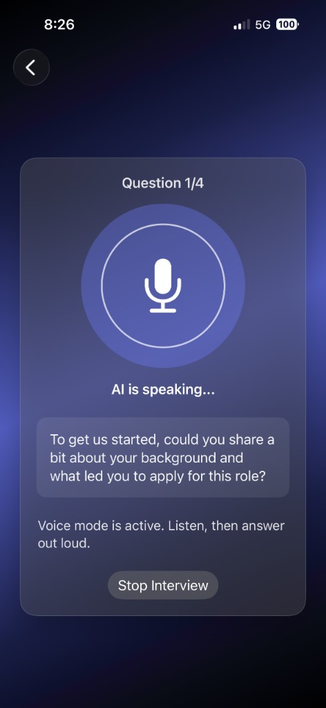 Live interview screen